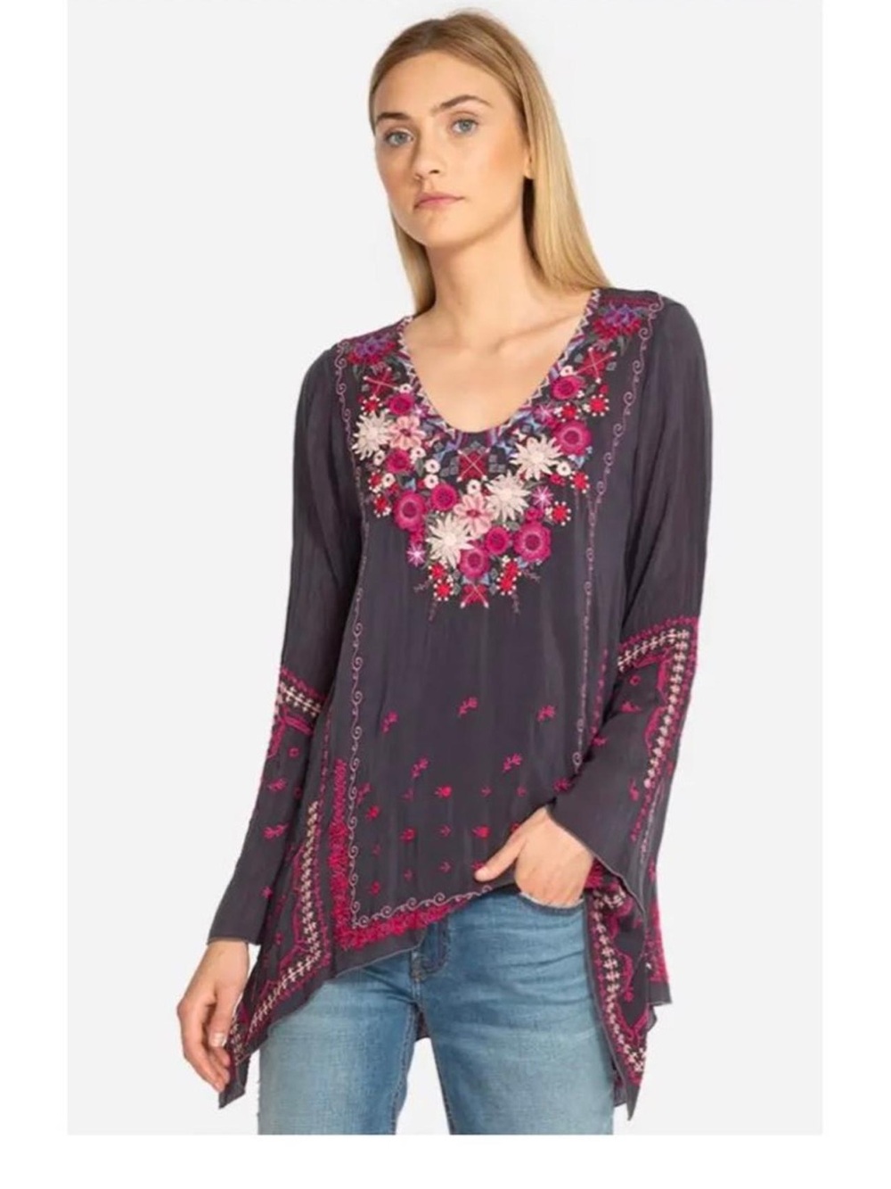Johnny Was floral embroidered tunic